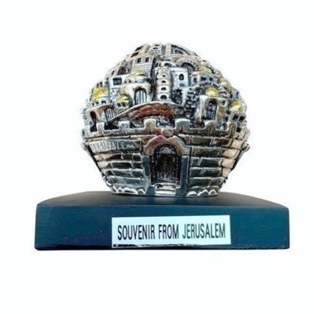 Vintage Jerusalem Old City Paperweight 925SC Silver Covered Judaica Israel